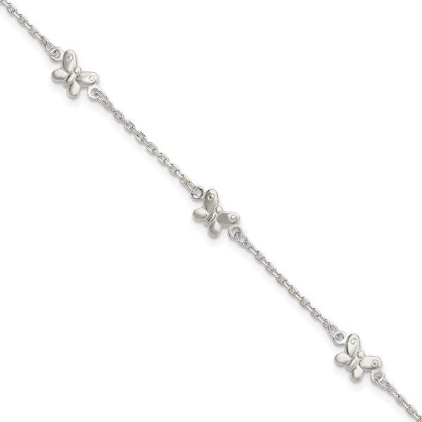 Sterling Silver 10" Butterfly Anklet