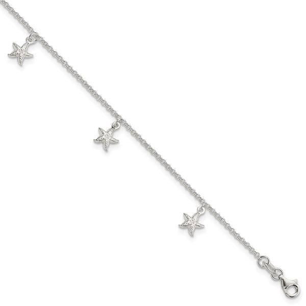 Sterling Silver 10" Starfish Anklet