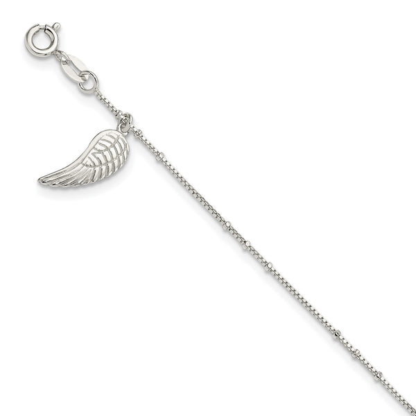 Sterling Silver 10" Wing Anklet