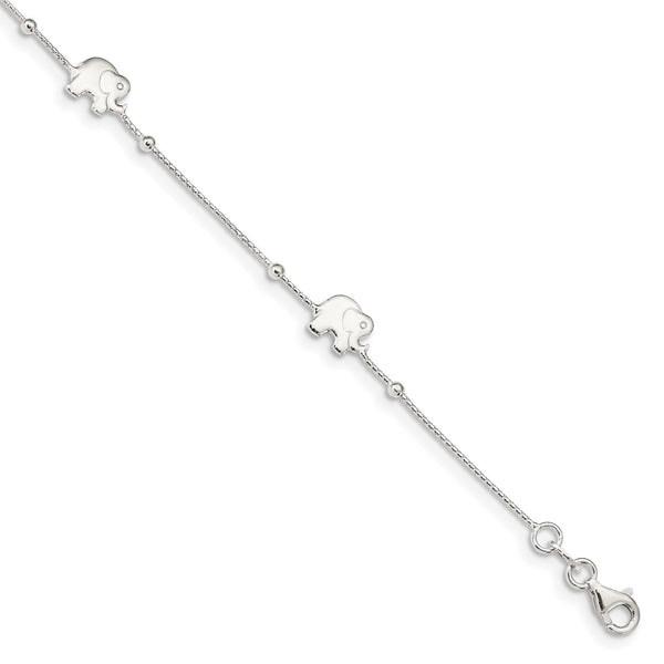 Sterling Silver 11" Elephant Anklet