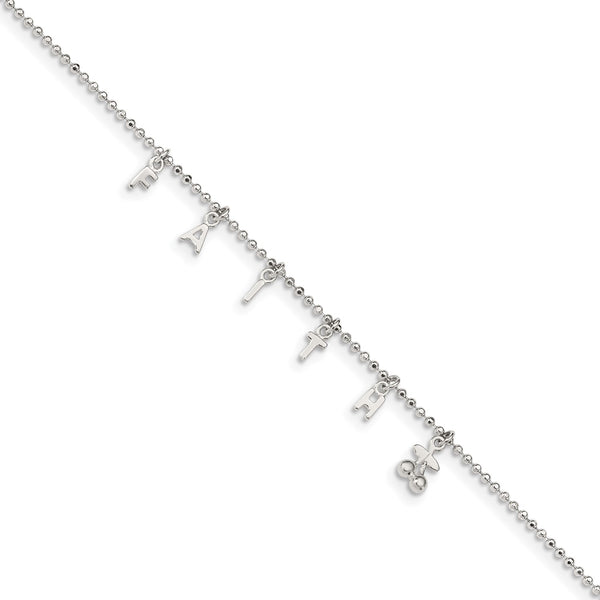 Sterling Silver 11" FAITH Anklet
