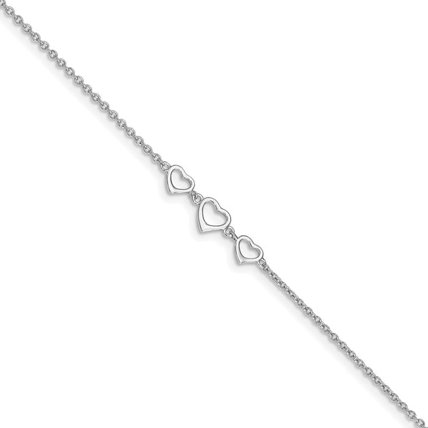 Sterling Silver 11" Heart Anklet