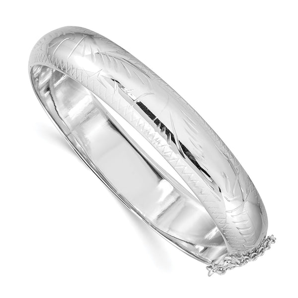 Sterling Silver 12MM Diamond-cut Bangle Bracelet