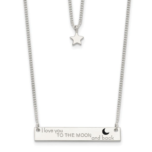 Sterling Silver 16" I Love You To The Moon And Back Layered Necklace