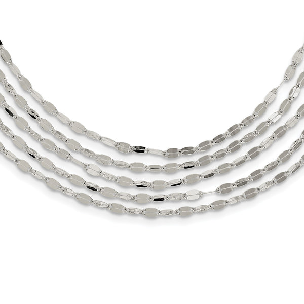 Sterling Silver 17" Fancy Link 5-Layer Necklace
