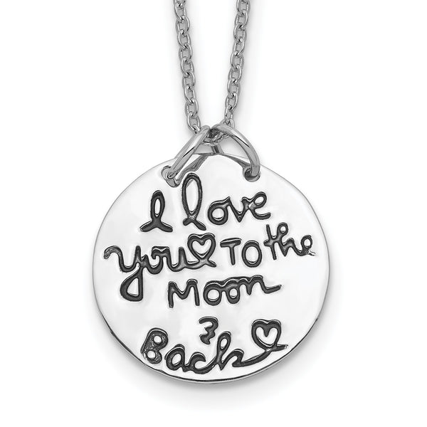 Sterling Silver 18MM 18" I Love You To The Moon And Back Necklace