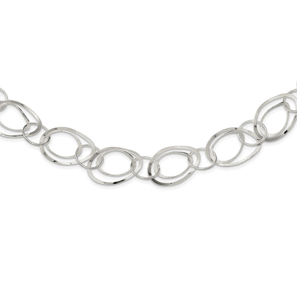 Sterling Silver 18" 13MM Fancy Circle Necklace