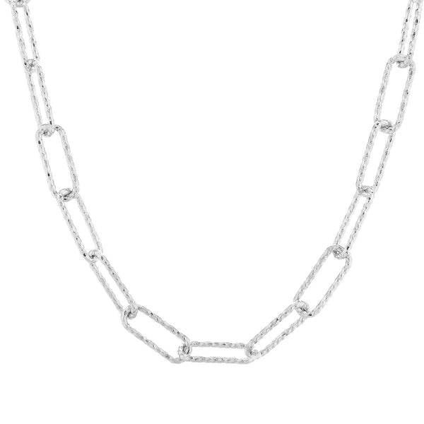 Sterling Silver 18" 4MM Diamond-cut Fashion Paper Clip Chain