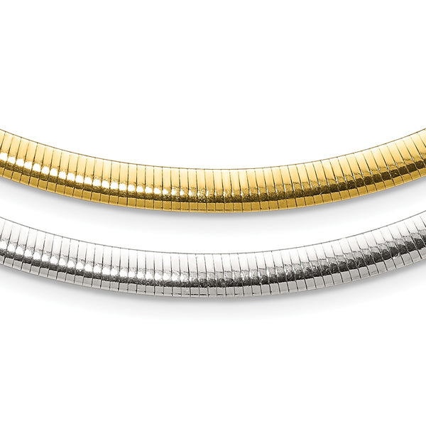Sterling Silver 18" 6MM Lobster Clasp Reversible Two-Tone Necklace