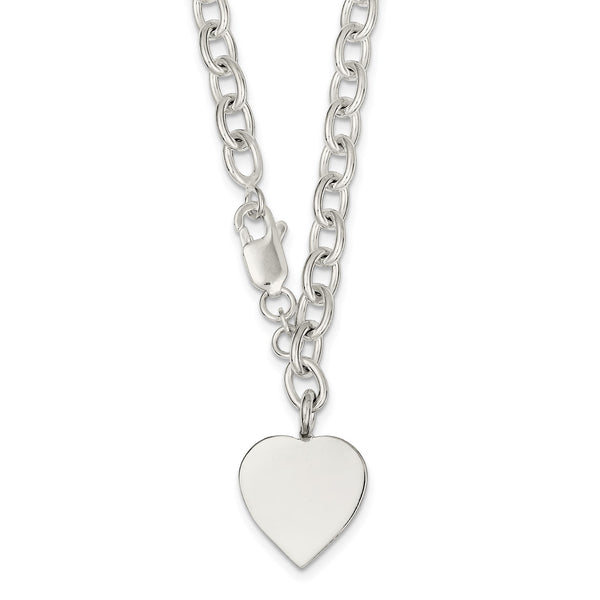 Sterling Silver 18" 6.5MM Lobster Clasp Heart Necklace