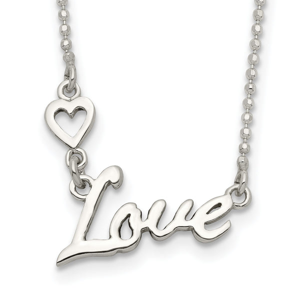 Sterling Silver 18" Heart Necklace