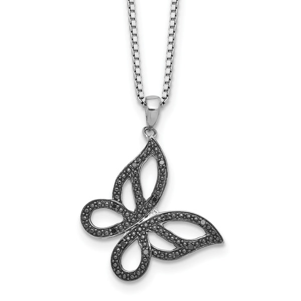 Sterling Silver 1/20 CTW Diamond 18" 20MM Butterfly Necklace