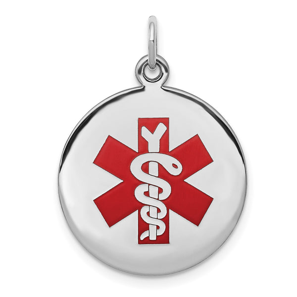 Sterling Silver 22X19MM Medical Pendant-Chain Not Included