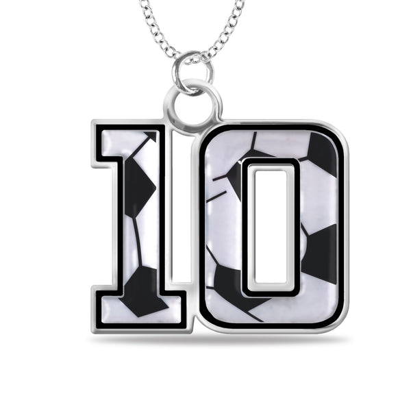 Mitchell K Sterling Silver 22X27MM 18" Sports Enamel Soccer Number Necklace
