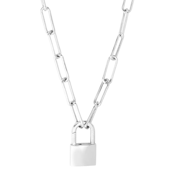 Sterling Silver 22" 4.86MM Padlock Clasp Necklace