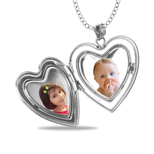 Mitchell K Sterling Silver 23X25MM 18" Cross Locket Personalized Photo Necklace
