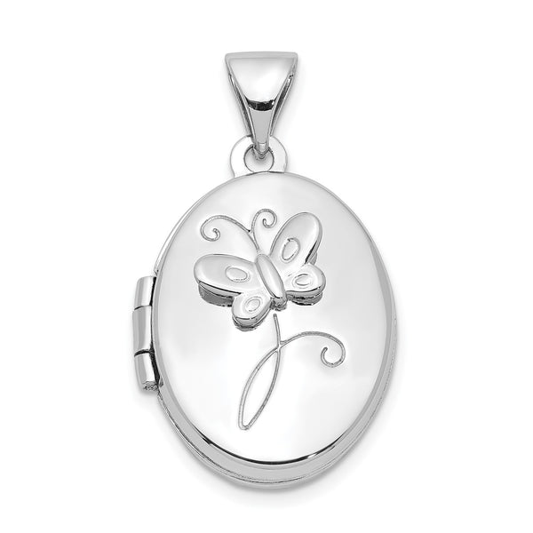 Sterling Silver 24X13MM Butterfly Locket Necklace