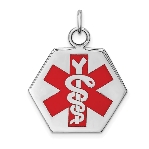 Sterling Silver 24X22MM Medical Pendant-Chain Not Included
