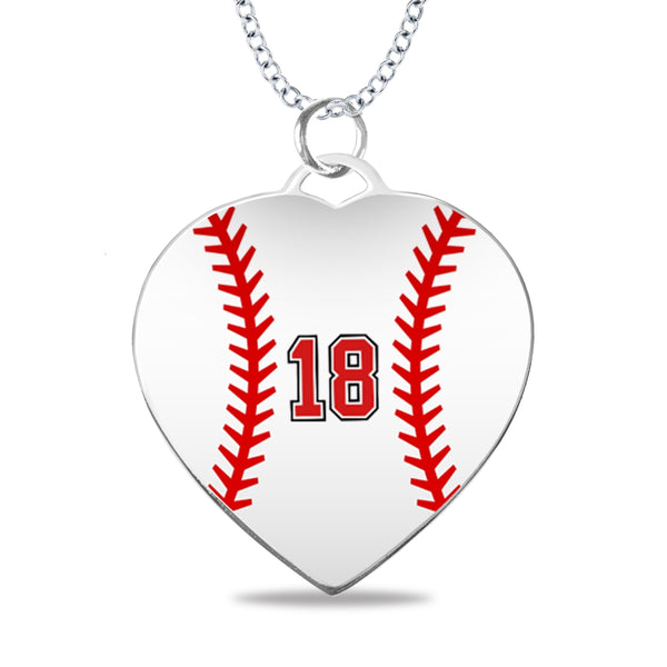 Mitchell K Sterling Silver 25X28MM 18" Sports Enamel Baseball Number Necklace