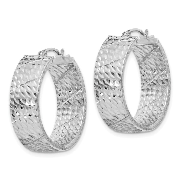 Sterling Silver 27MM Diamond-cut Hoop Earrings