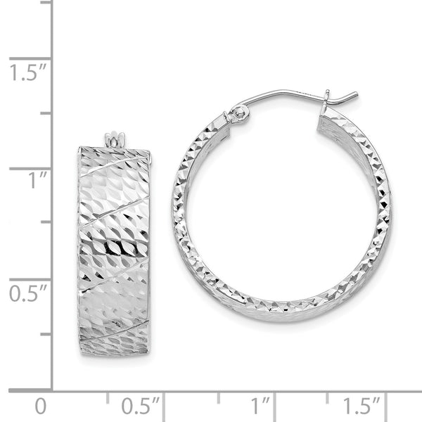 Sterling Silver 27MM Diamond-cut Hoop Earrings