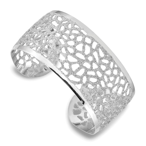 Sterling Silver 29MM Glitter Cuff Bracelet