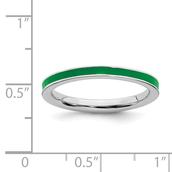 Sterling Silver 2.25MM Stackable Enamel Ring; Size 7