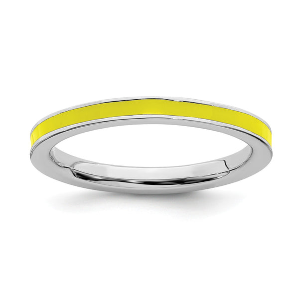 Sterling Silver 2.25MM Stackable Enamel Ring; Size 7