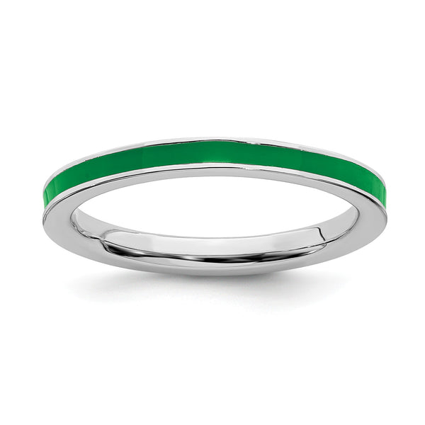 Sterling Silver 2.25MM Stackable Enamel Ring; Size 7