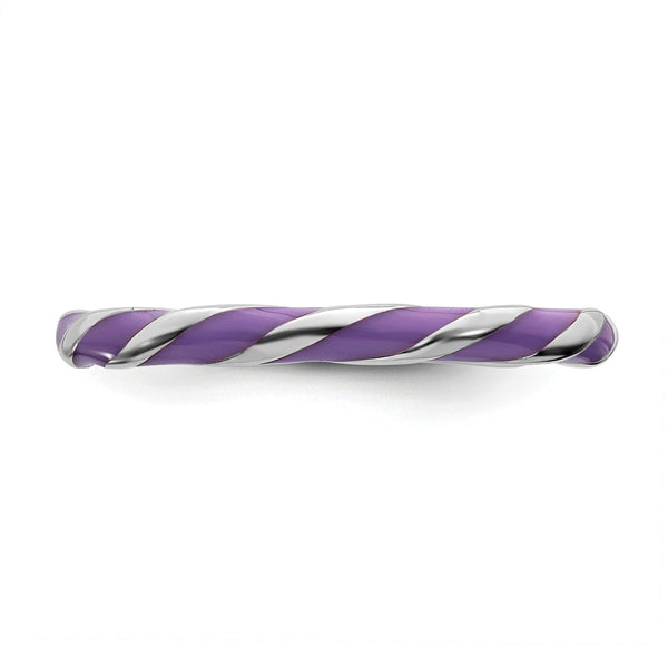 Sterling Silver 2.4MM Stackable Enamel Ring; Size 7