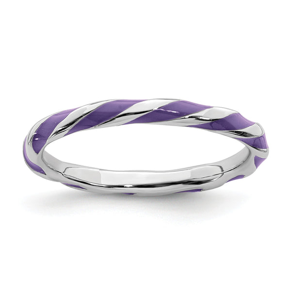 Sterling Silver 2.4MM Stackable Enamel Ring; Size 7