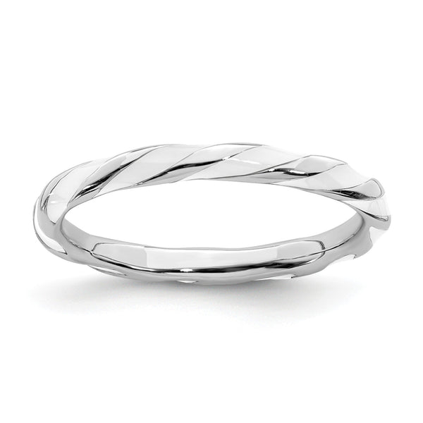 Sterling Silver 2.4MM Stackable Enamel Ring; Size 7