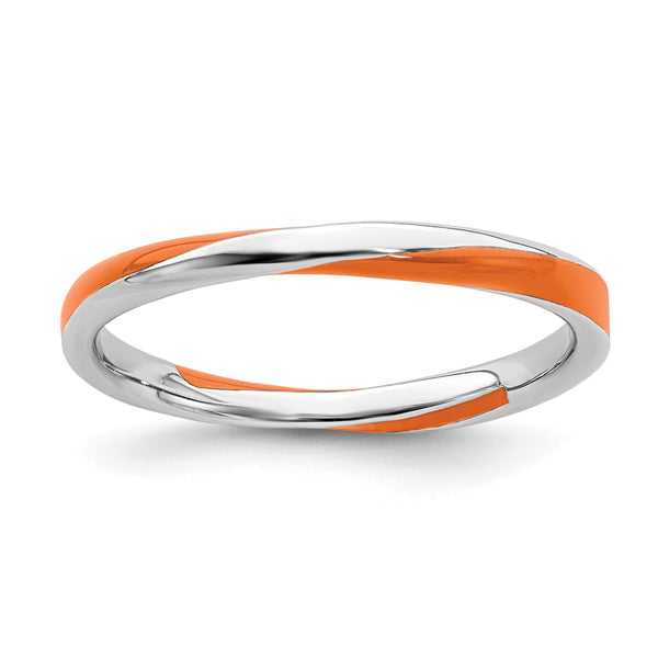 Sterling Silver 2.5MM Stackable Enamel Ring; Size 7