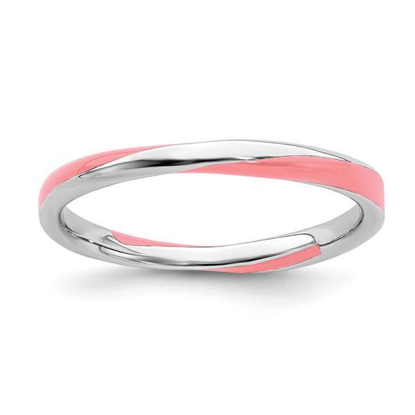 Sterling Silver 2.5MM Stackable Enamel Ring; Size 7