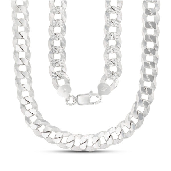 Luxe Layers Sterling Silver 30" 10MM Diamond-cut Pave Curb Chain