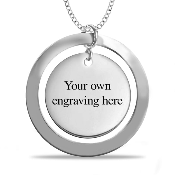 Mitchell K Sterling Silver 31MM 18" Personalized Photo Name Necklace