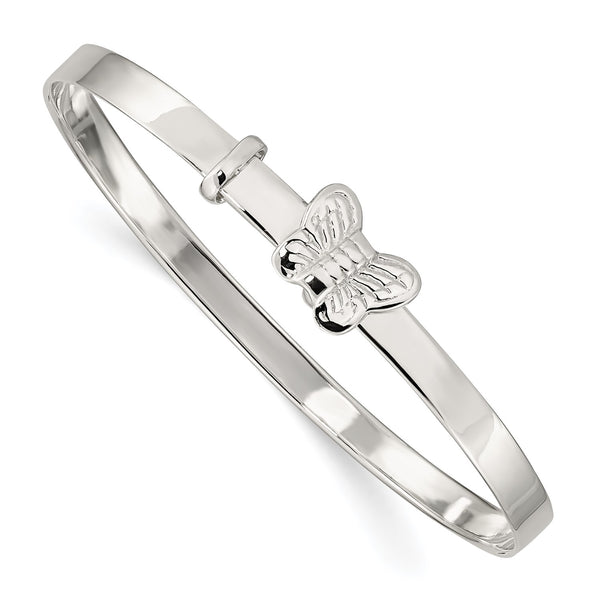 Sterling Silver 6X4MM Butterfly Bangle Bracelet