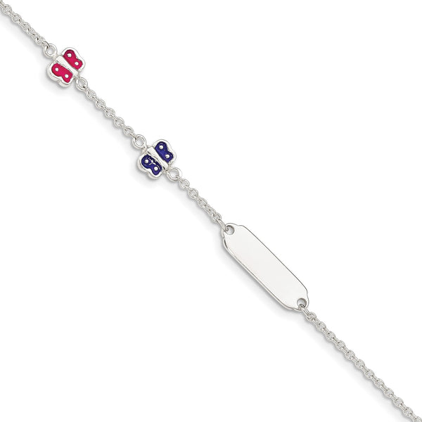 Sterling Silver 6.5" Butterfly ID Bracelet