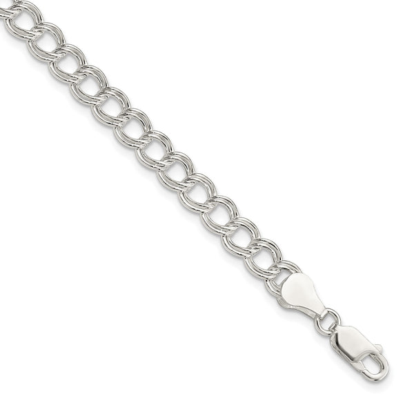 Sterling Silver 6mm Double Link Charm Bracelet