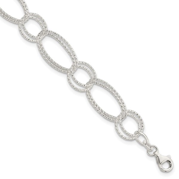 Sterling Silver 7" 12MM Fancy Lobster Clasp Bracelet