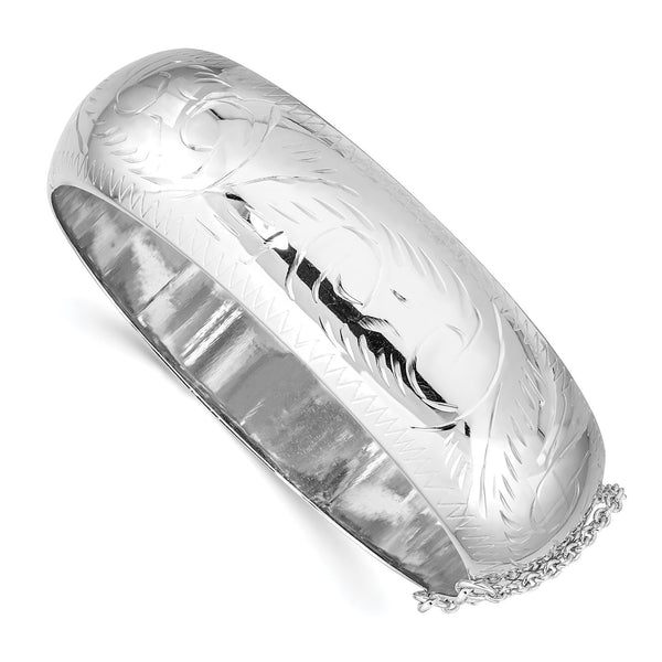 Sterling Silver 7" 20MM Diamond-cut Bangle Bracelet
