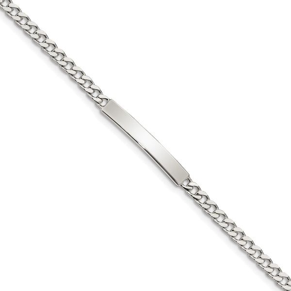 Sterling Silver 7" 4MM Lobster Clasp Curb ID Bracelet