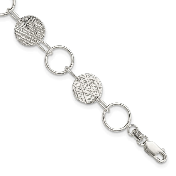 Sterling Silver 7.5" 10.5MM Fancy Circle Bracelet
