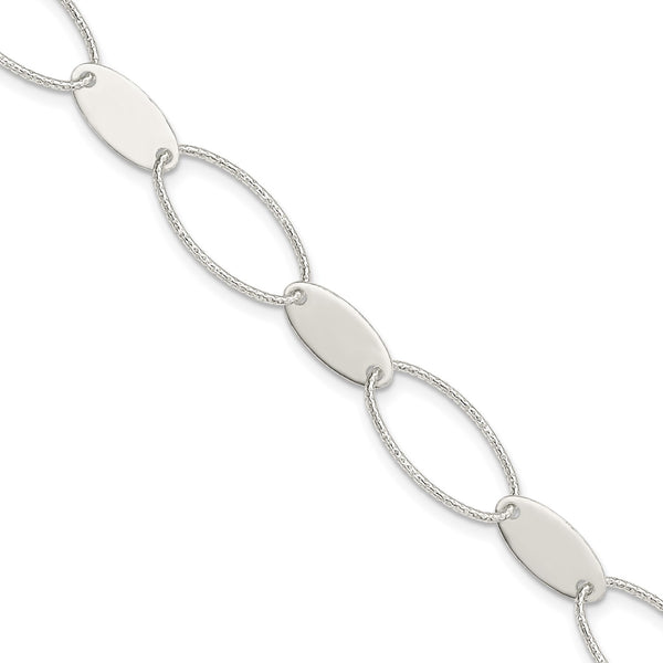 Sterling Silver 7.5" 11MM Fancy Lobster Clasp Bracelet