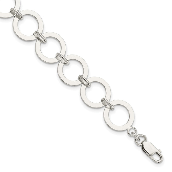 Sterling Silver 7.5" 13MM Fancy Lobster Clasp Circle Bracelet