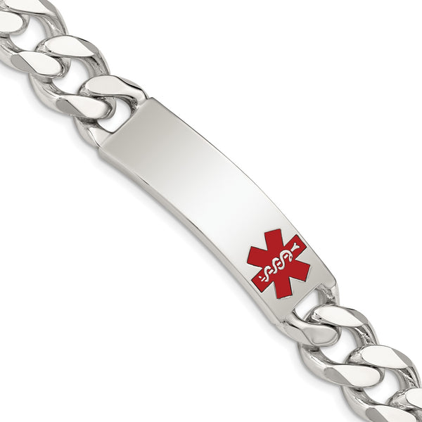 Sterling Silver 7.5" 13MM Medical Enamel Lobster Clasp Curb ID Bracelet