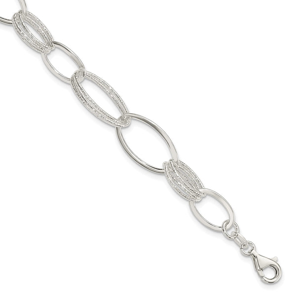 Sterling Silver 7.5" 14MM Fancy Lobster Clasp Bracelet
