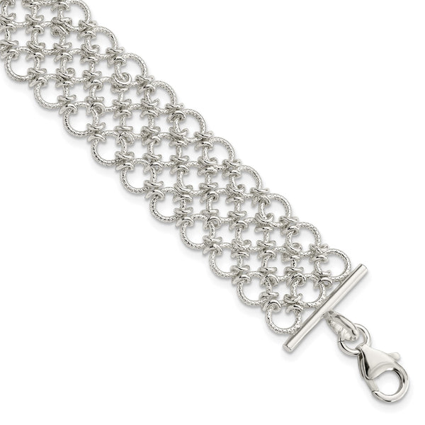 Sterling Silver 7.5" 19MM Fancy Lobster Clasp Bracelet