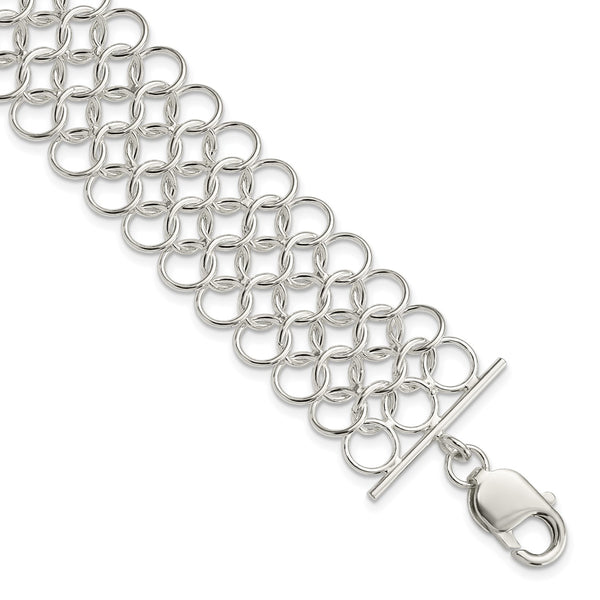 Sterling Silver 7.5" 24MM Fancy Lobster Clasp Bracelet