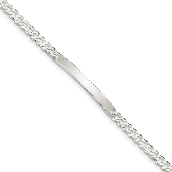 Sterling Silver 7.5" 4MM Lobster Clasp Curb ID Bracelet
